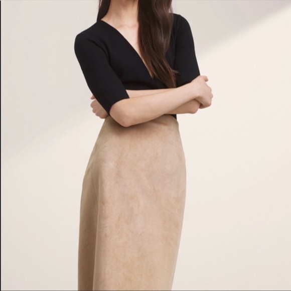 Babaton Dresses & Skirts - Babaton Tawny Faux Suede Chuck Skirt